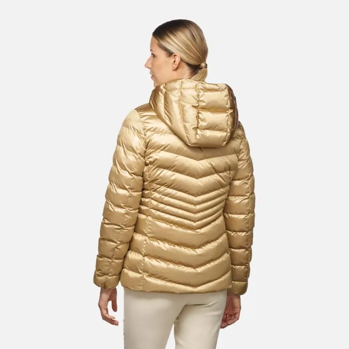 Woman Geox Jackets ZOSMA WOMAN Travertine Quilted Jacket Travertine