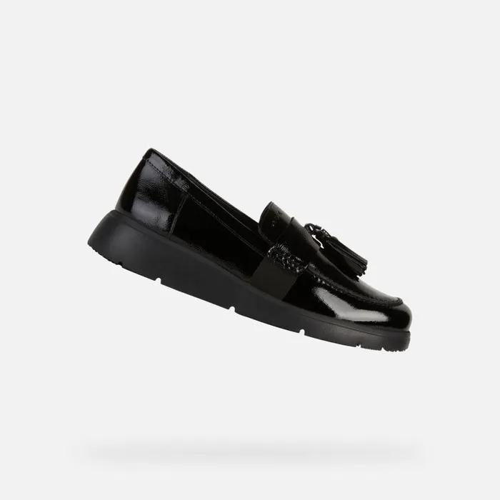 Woman Geox Loafers ARLARA A Leather Loafers Black Woman Geox Black