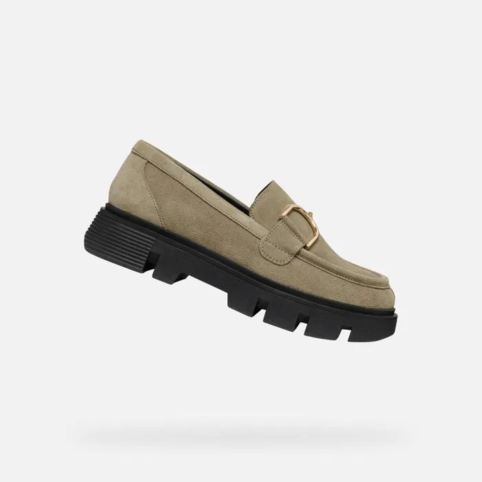Woman Geox Loafers VILDE WOMAN Musk Leather Loafers Musk