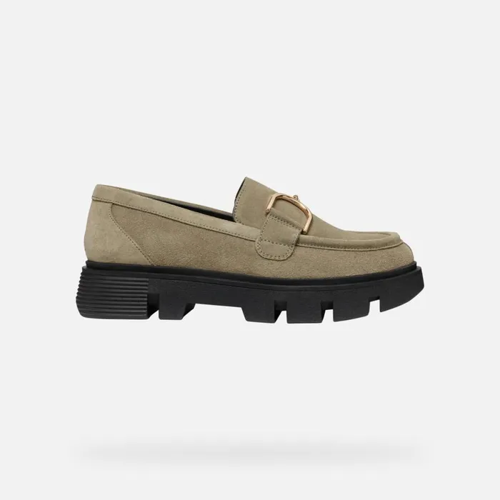 Woman Geox Loafers VILDE WOMAN Musk Leather Loafers Musk
