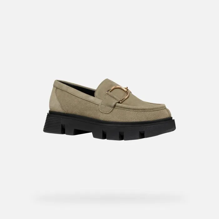 Woman Geox Loafers VILDE WOMAN Musk Leather Loafers Musk