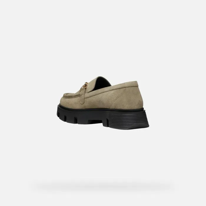 Woman Geox Loafers VILDE WOMAN Musk Leather Loafers Musk