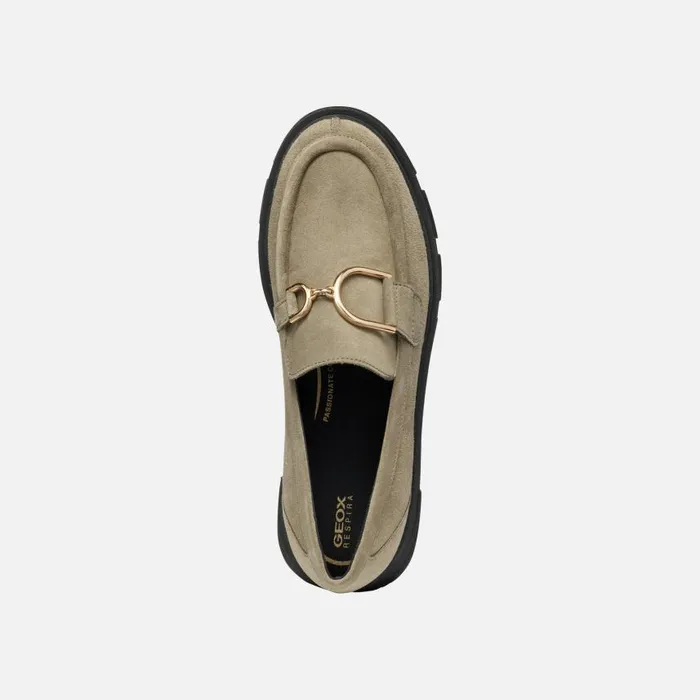 Woman Geox Loafers VILDE WOMAN Musk Leather Loafers Musk