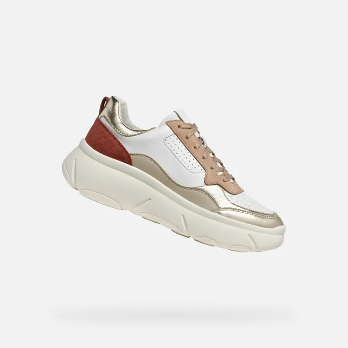Woman Geox Sneakers NEBULA 20 X WOMAN WhiteLight Gold Low Top Sneakers Whitelight Gold