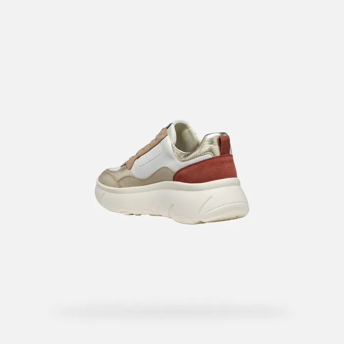 Woman Geox Sneakers NEBULA 20 X WOMAN WhiteLight Gold Low Top Sneakers Whitelight Gold