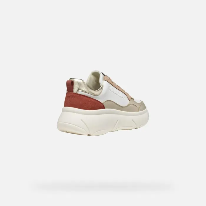 Woman Geox Sneakers NEBULA 20 X WOMAN WhiteLight Gold Low Top Sneakers Whitelight Gold