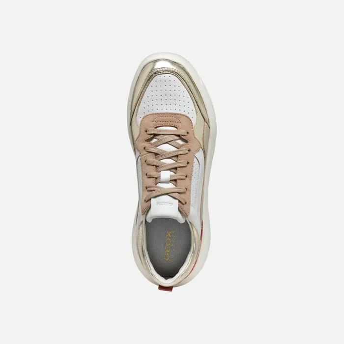 Woman Geox Sneakers NEBULA 20 X WOMAN WhiteLight Gold Low Top Sneakers Whitelight Gold