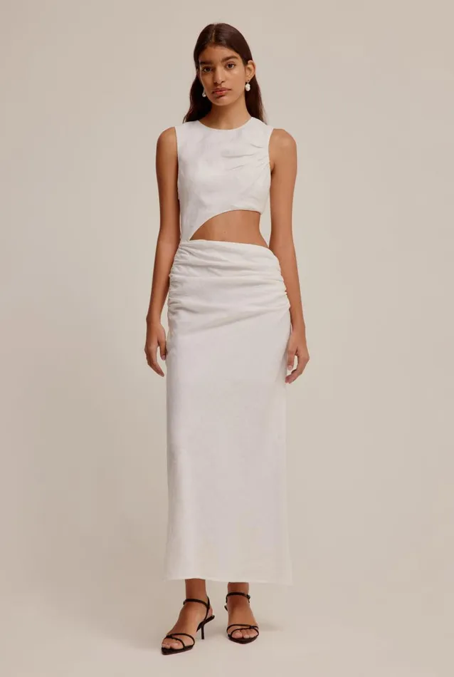 Woman Venroy Dresses Linen Cut Out Dress