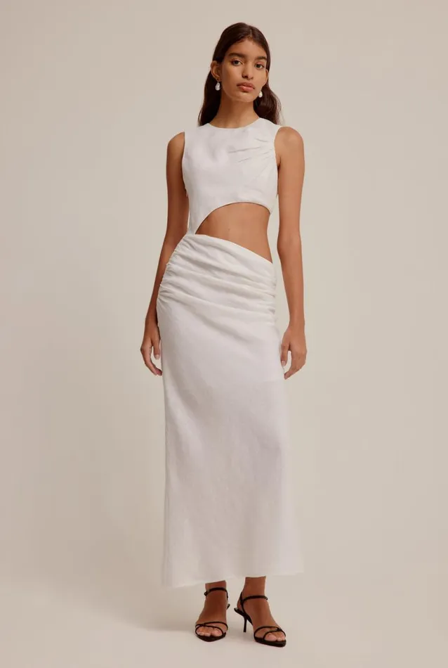Woman Venroy Dresses Linen Cut Out Dress