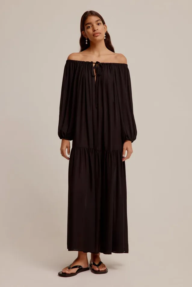 Woman Venroy Dresses Silk Off Shoulder Maxi Dress
