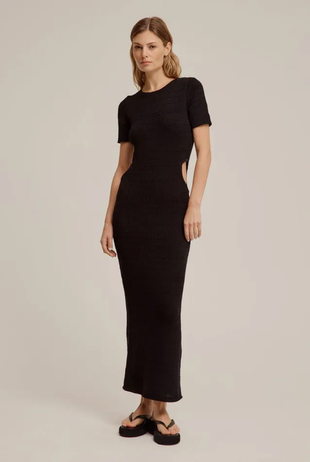Woman Venroy Knitwear Knitted Cut Out Midi Dress