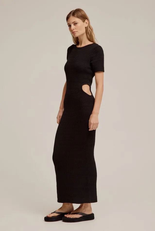 Woman Venroy Knitwear Knitted Cut Out Midi Dress