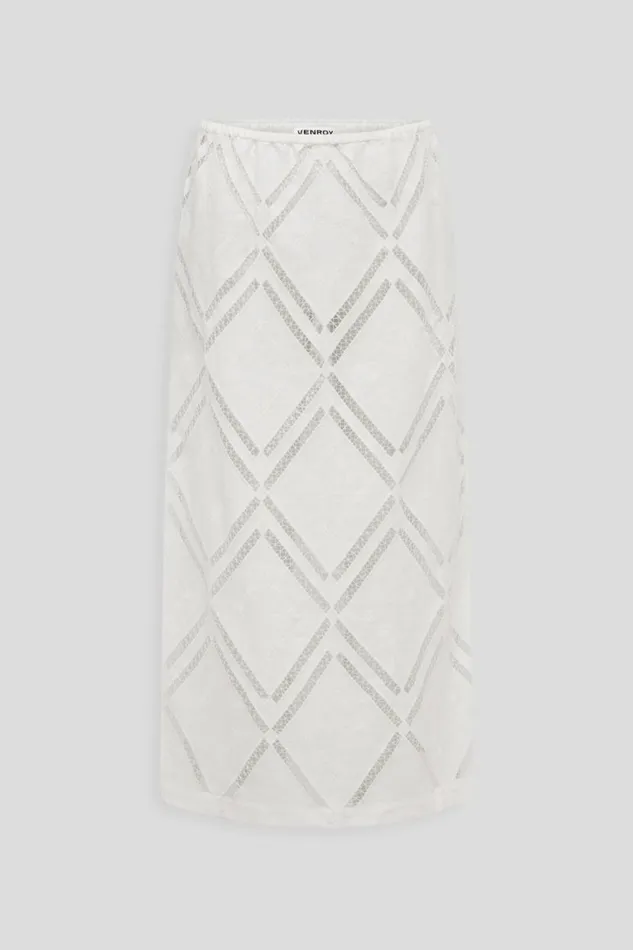 Woman Venroy Skirts Embroidered Linen Midi Skirt