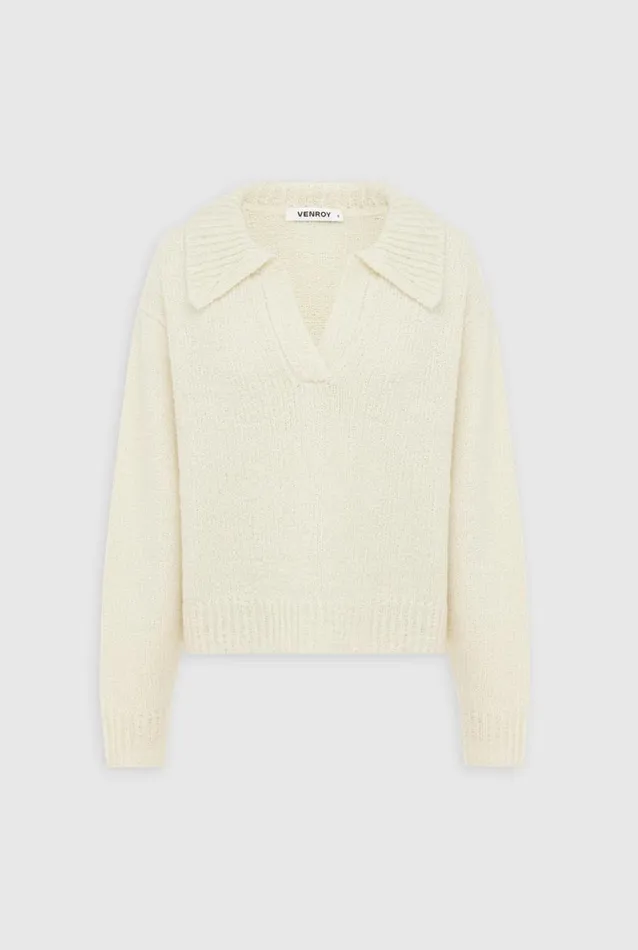 Woman Venroy Sweaters Wool Open Neck Sweater