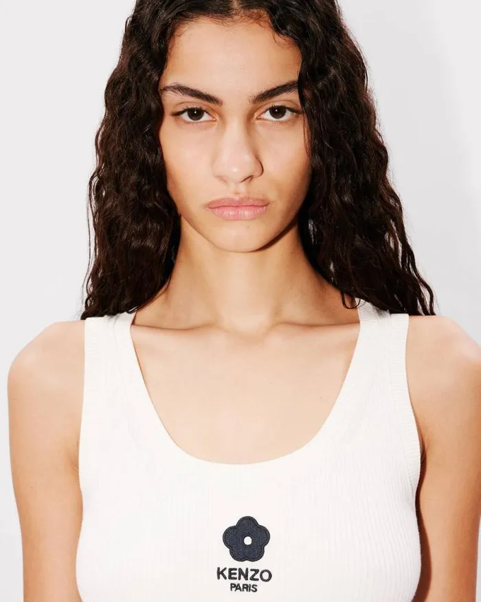 Women 039Boke 20039 Embroidered Ribknit Top White Kenzo Sweaters And Cardigans