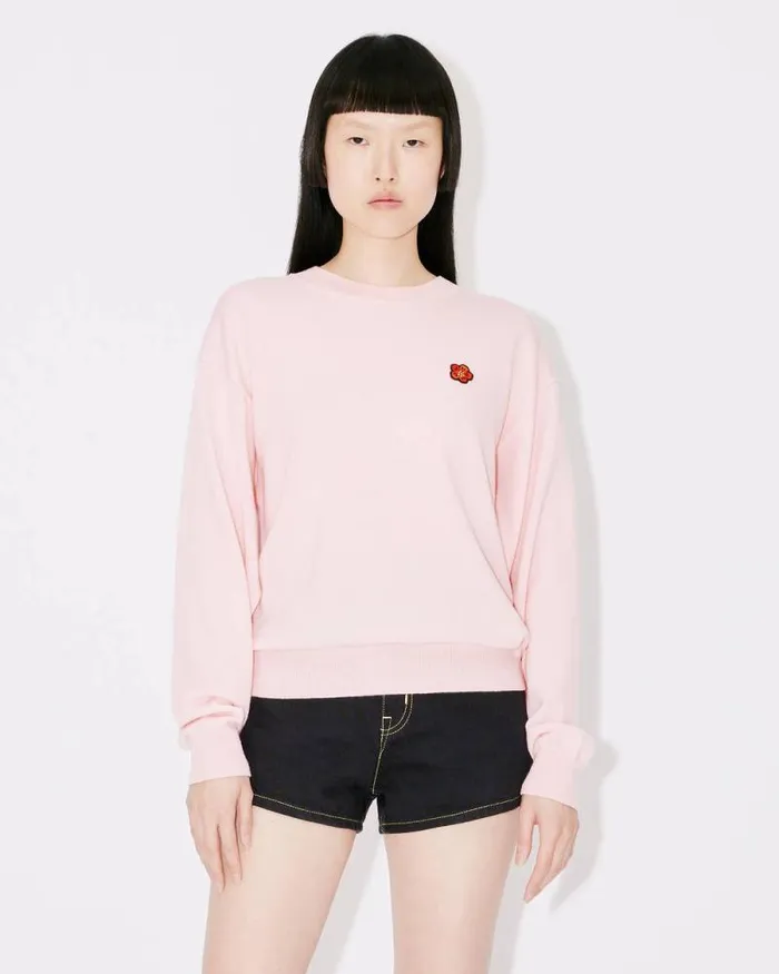 Women 039Boke Flower039 Embroidered Jumper Faded Pink Kenzo Sweaters And Cardigans