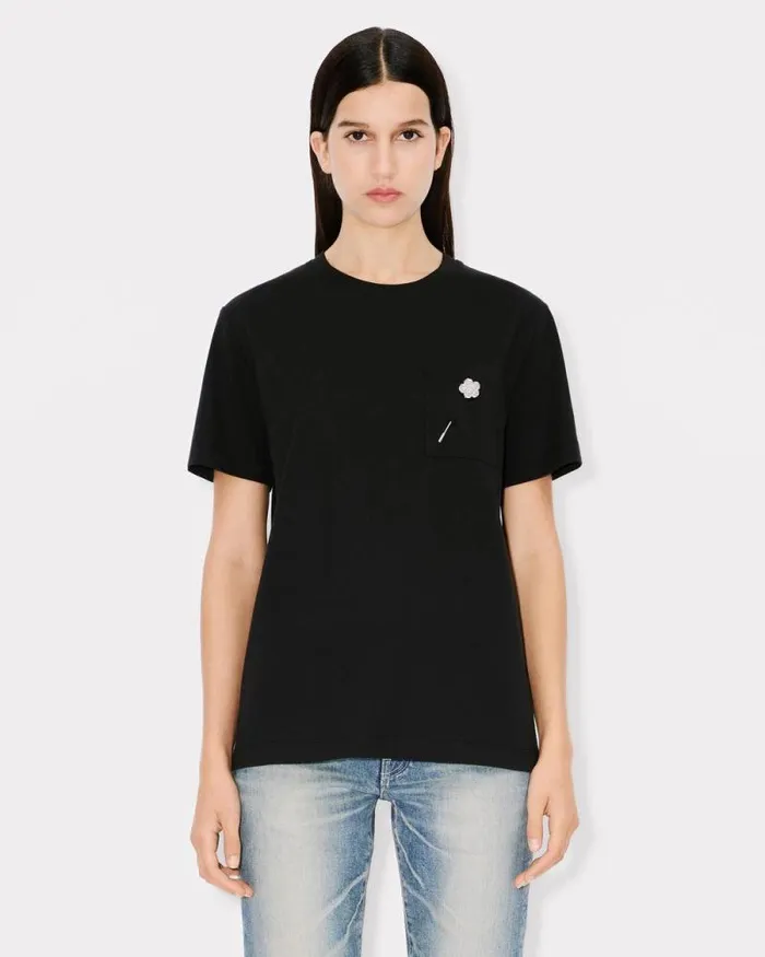 Women 039Boke Flower039 Embroidered Loose Tshirt In Cotton Black Kenzo Tshirts And Polos