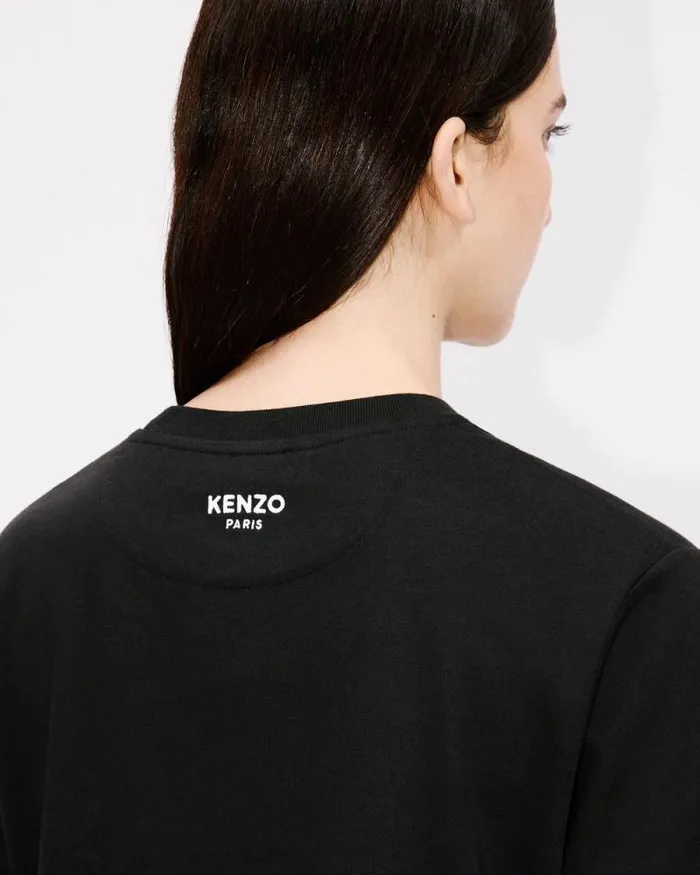 Women 039Boke Flower039 Embroidered Loose Tshirt In Cotton Black Kenzo Tshirts And Polos