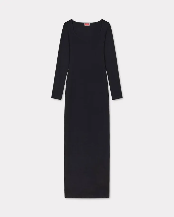 Women 039Boke Flower 20039 Embroidered Long Sleeves Dress Black Kenzo Dresses And Skirts