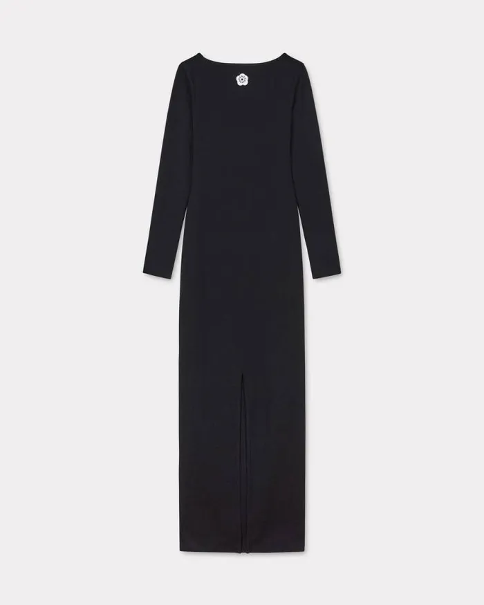 Women 039Boke Flower 20039 Embroidered Long Sleeves Dress Black Kenzo Dresses And Skirts