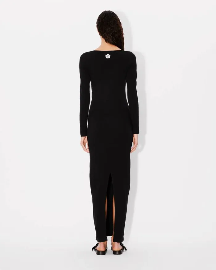 Women 039Boke Flower 20039 Embroidered Long Sleeves Dress Black Kenzo Dresses And Skirts