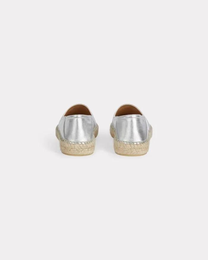 Women 039Boke Flower 20039 Leather Espadrilles Silver Kenzo Mules And Espadrilles