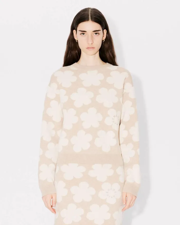 Women 039Hana Dots039 Embroidered Jumper In Wool And Cotton Beige Kenzo Sweaters And Cardigans