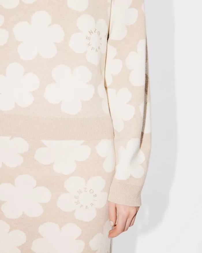 Women 039Hana Dots039 Embroidered Jumper In Wool And Cotton Beige Kenzo Sweaters And Cardigans