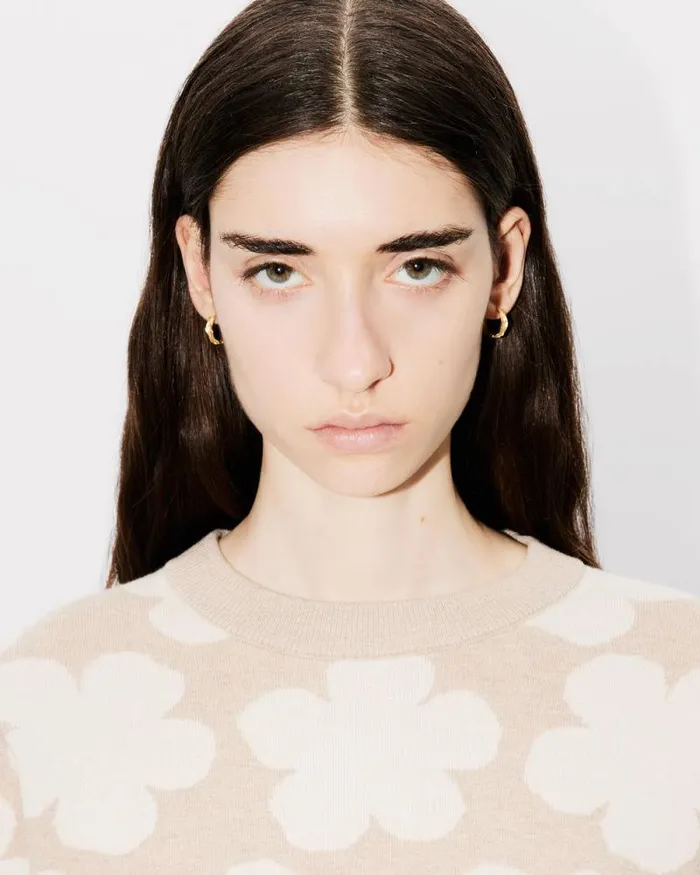 Women 039Hana Dots039 Embroidered Jumper In Wool And Cotton Beige Kenzo Sweaters And Cardigans