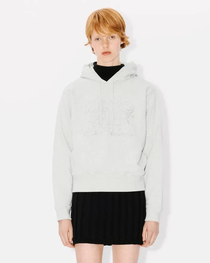 Women 039KENZO Constellation039 Hoodie In Cotton Pale Grey Kenzo Sweatshirts And Hoodies