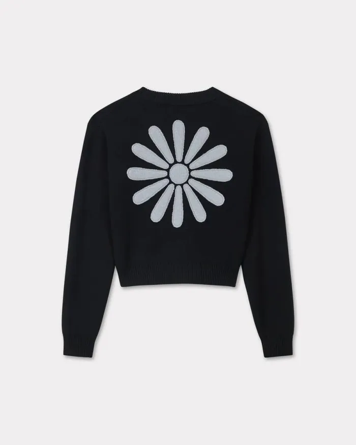 Women 039KENZO Marguerite039 Embroidered Cardigan In Wool Black Kenzo Sweaters And Cardigans