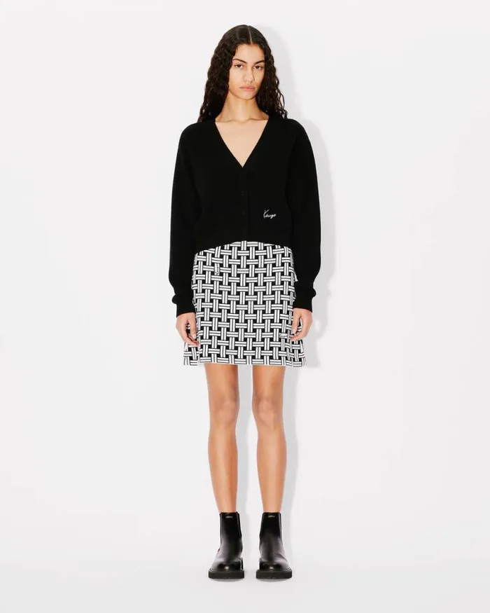 Women 039KENZO Marguerite039 Embroidered Cardigan In Wool Black Kenzo Sweaters And Cardigans