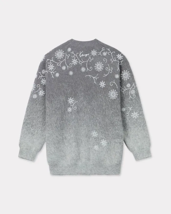Women 039KENZO Marguerite039 Embroidered Cardigan Stone Grey Kenzo Sweaters And Cardigans