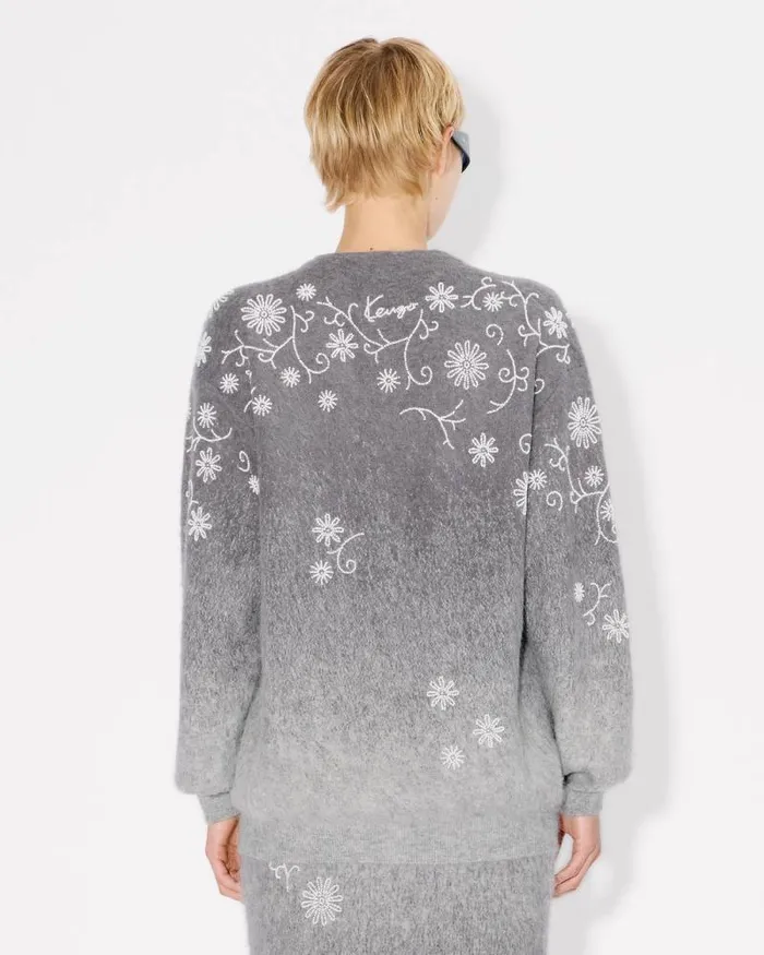 Women 039KENZO Marguerite039 Embroidered Cardigan Stone Grey Kenzo Sweaters And Cardigans