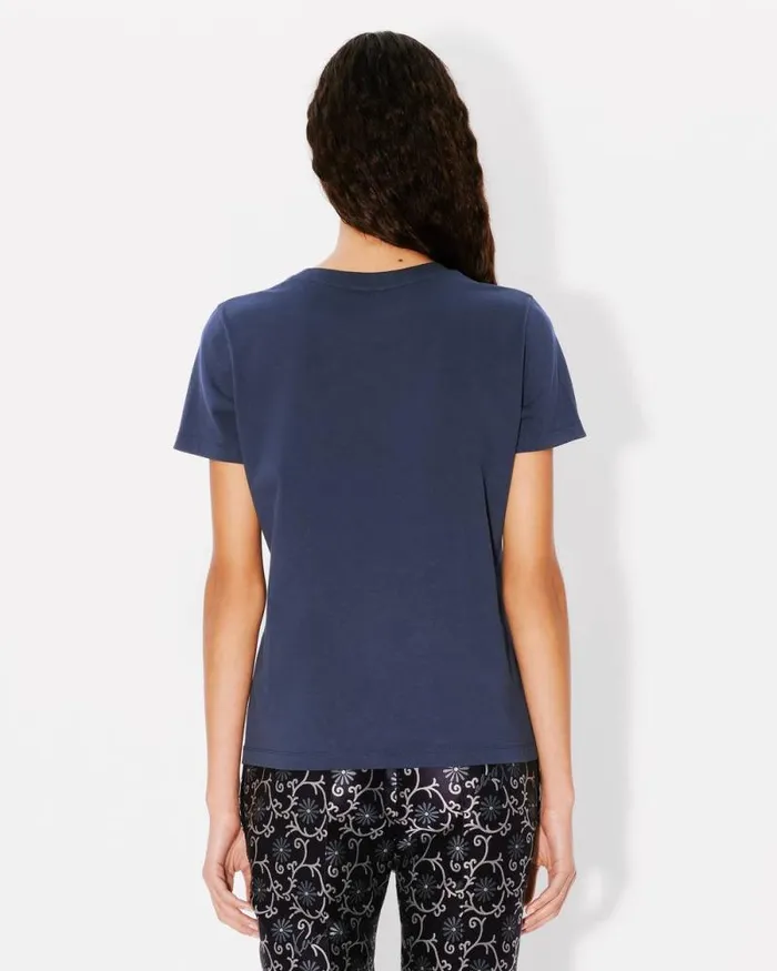 Women 039KENZO Marguerite039 Tshirt In Cotton Blue Black Kenzo Tshirts And Polos