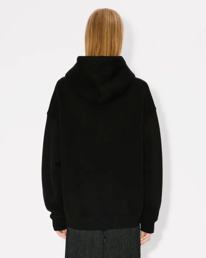 Women 039KENZO Peonies039 Embroidered Oversized Hoodie In Cotton Black Kenzo Sweatshirts And Hoodies