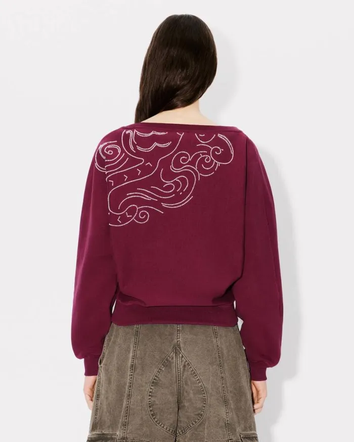 Women 039KENZO Star Tiger039 Embroidered Oversized Batwing Sweatshirt Bordeaux Kenzo Sweatshirts And Hoodies