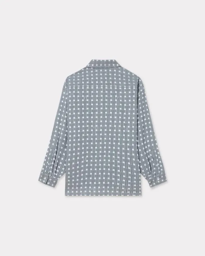 Women 039KENZO Weave039 Dropped Shoulders Shirt Pale Grey Kenzo Shirts And Tops