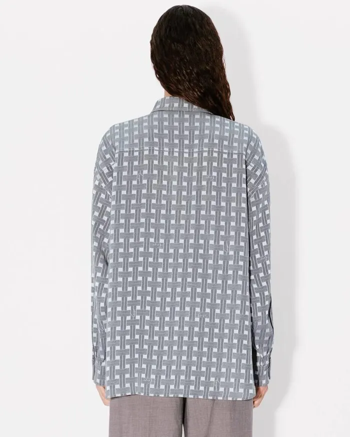 Women 039KENZO Weave039 Dropped Shoulders Shirt Pale Grey Kenzo Shirts And Tops