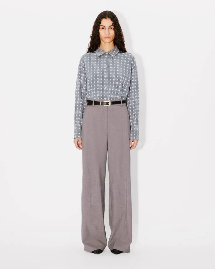 Women 039KENZO Weave039 Dropped Shoulders Shirt Pale Grey Kenzo Shirts And Tops