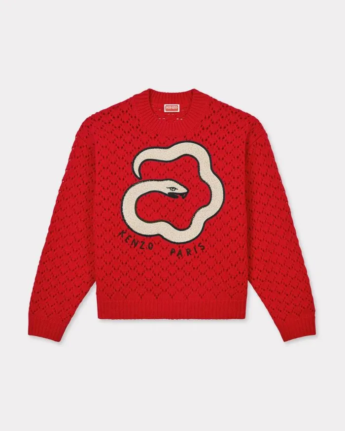 Women 039Lunar New Year039 Embroidered Jumper In Cotton Cherry Kenzo Sweaters And Cardigans Women 039Lunar New Year039 Embroidered Jumper In Cotton Cherry Kenzo Sweaters And Cardigans