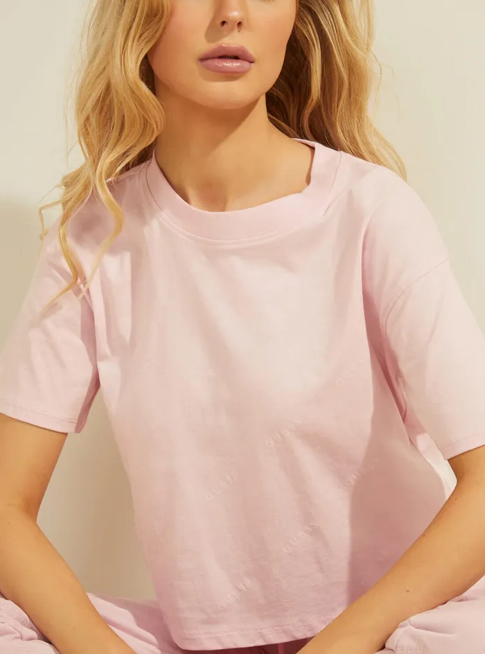 Women Activewear GUESS Eco Pink Astra Active Cropped Tshirt Women Activewear GUESS Eco Pink Astra Active Cropped Tshirt