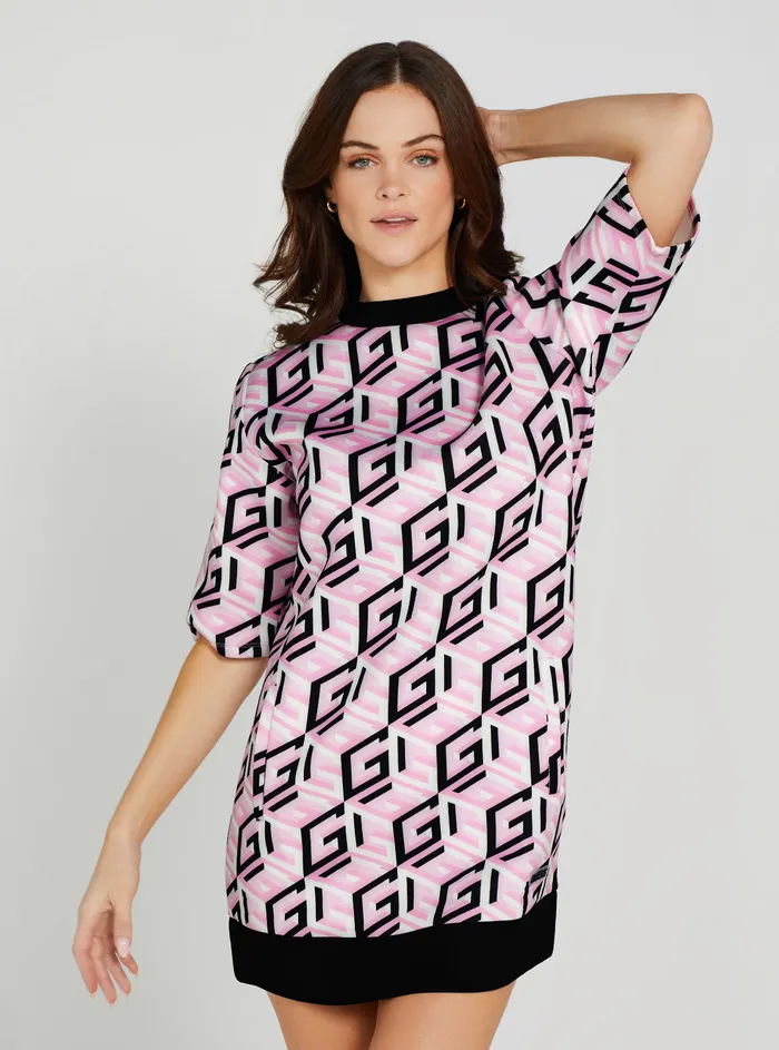 Women Activewear GUESS Pink G Logo Emilee Active Scuba Mini Dress