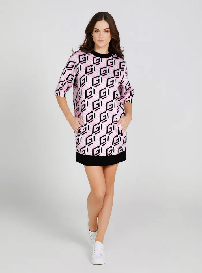 Women Activewear GUESS Pink G Logo Emilee Active Scuba Mini Dress Women Activewear GUESS Pink G Logo Emilee Active Scuba Mini Dress