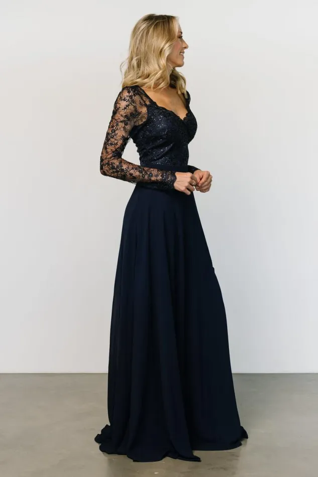Women Adalaide Long Sleeve Maxi Dress Navy Baltic Born Embellished and Sequined Women Adalaide Long Sleeve Maxi Dress Navy Baltic Born Embellished and Sequined