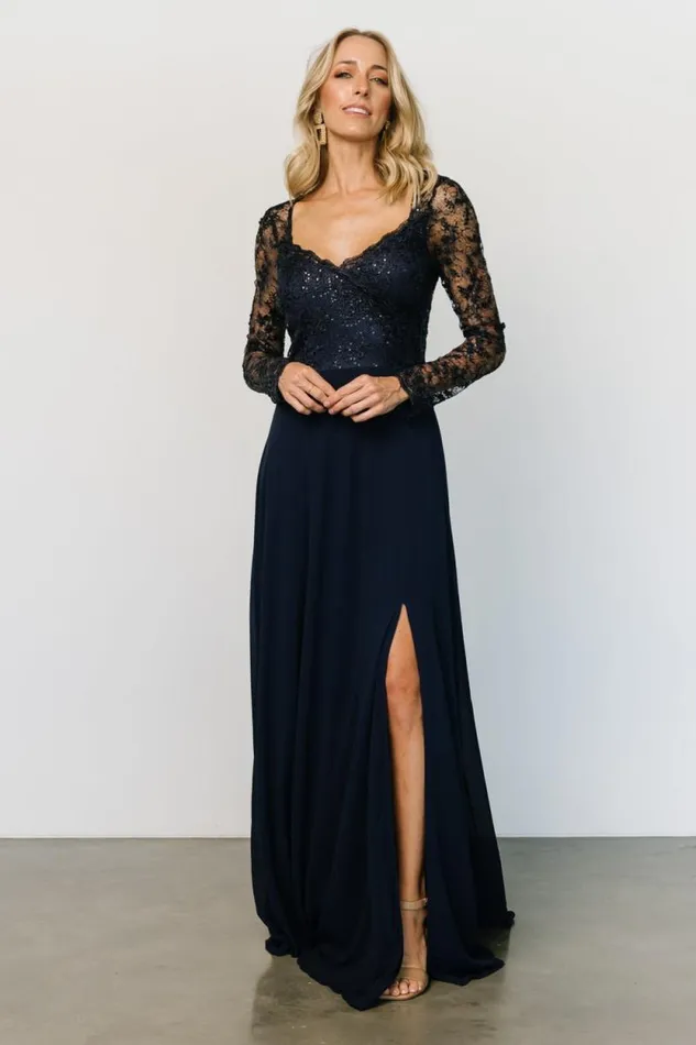 Women Adalaide Long Sleeve Maxi Dress Navy Baltic Born Embellished and Sequined Women Adalaide Long Sleeve Maxi Dress Navy Baltic Born Embellished and Sequined