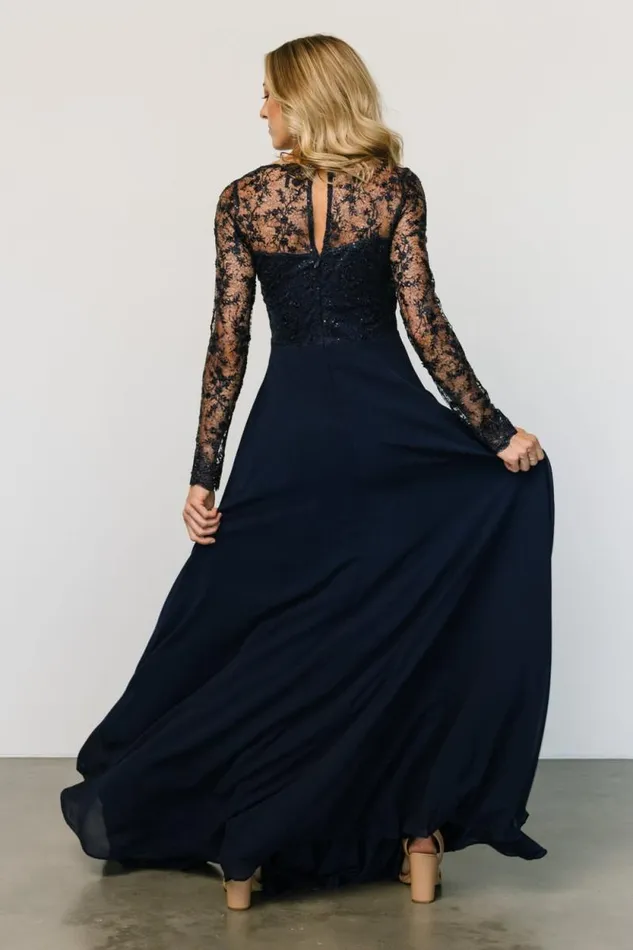 Women Adalaide Long Sleeve Maxi Dress Navy Baltic Born Embellished and Sequined Women Adalaide Long Sleeve Maxi Dress Navy Baltic Born Embellished and Sequined