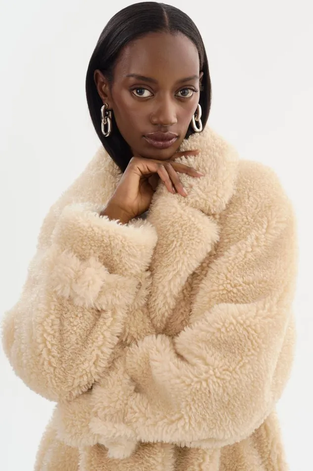 Women ADINA Sherpa Coat Beige LAMARQUE Sherpa Women ADINA Sherpa Coat Beige LAMARQUE Sherpa