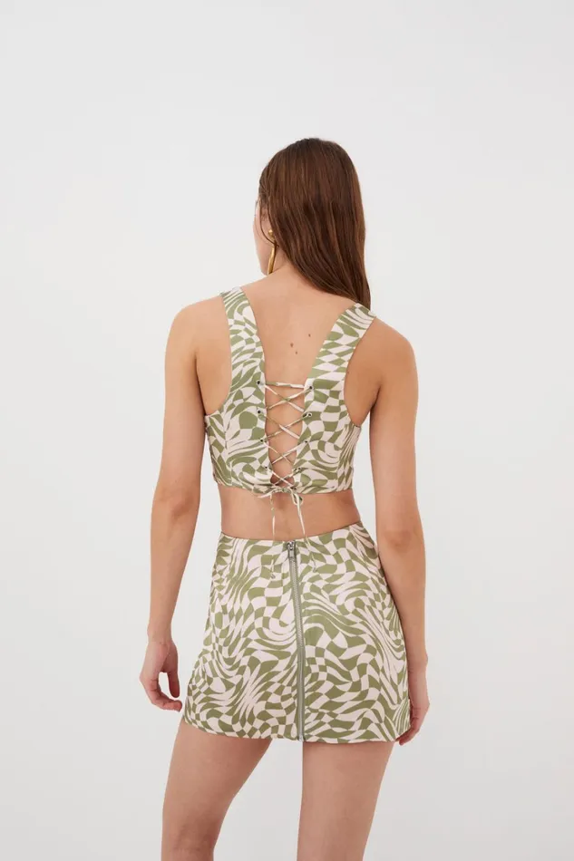 Women Aiko Mini Skirt Green For Love and Lemons Bottoms Women Aiko Mini Skirt Green For Love and Lemons Bottoms