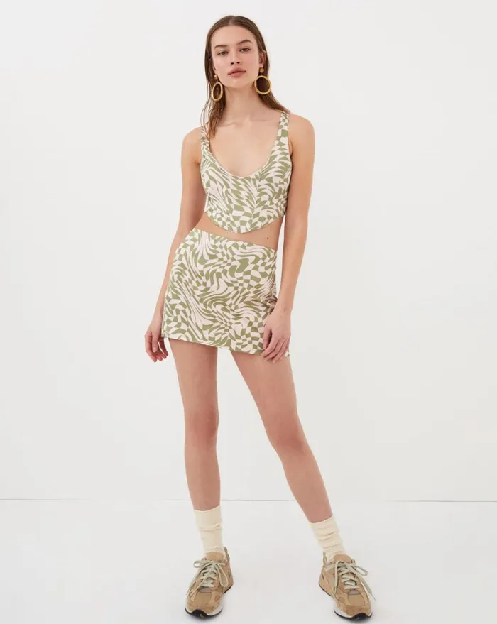 Women Aiko Mini Skirt Green For Love and Lemons Bottoms Women Aiko Mini Skirt Green For Love and Lemons Bottoms